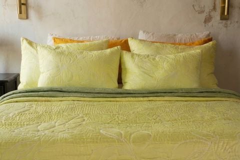  Mền Lụa Thêu Hương bưởi trong lá non 220*240 + 2 vỏ gối 50*70 