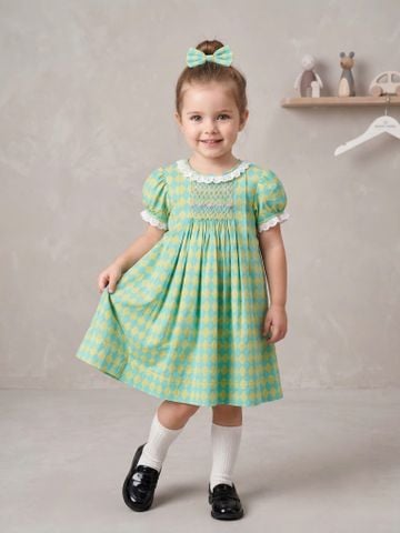  Đầm Smock tay phồng DG 1-3Y 