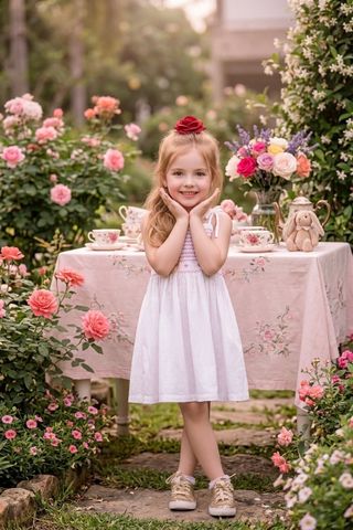  Đầm bé gái smock 2 dây cột 1cm 