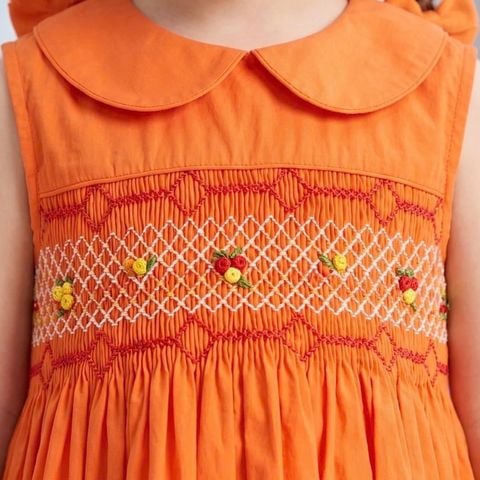  Đầm smock SN cổ sen-cam 