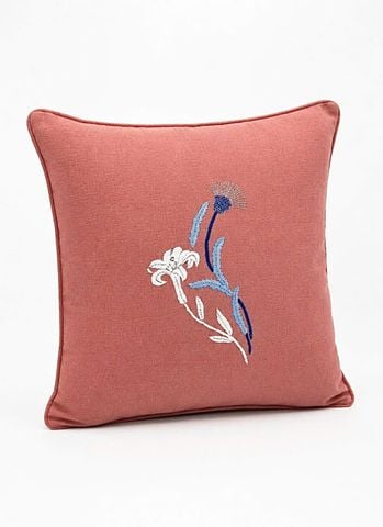  Áo gối sofa Vuông 45 Thêu hoa Sạc đông xanh dương-CIP 