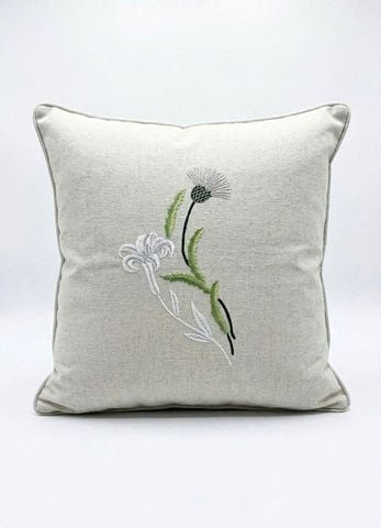  Áo gối sofa Vuông 45 Thêu hoa Sạc đông xanh lá-CIP 