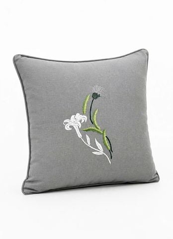  Áo gối sofa Vuông 45 Thêu hoa Sạc đông xanh lá-CIP 