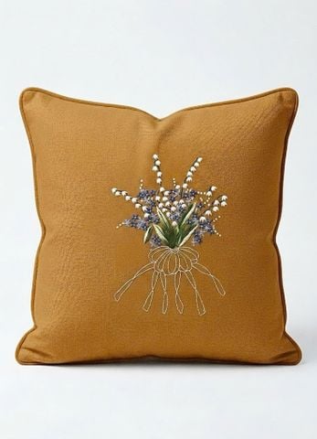  Áo gối sofa Vuông 45 Thêu Hoa Muguet - CIP 