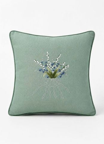  Áo gối sofa Vuông 45 Thêu Hoa Muguet - CIP 