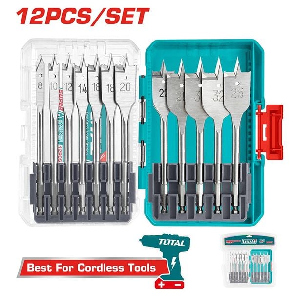 Bộ 12 Mũi Khoét Gỗ Dẹp Total TACSDL1206