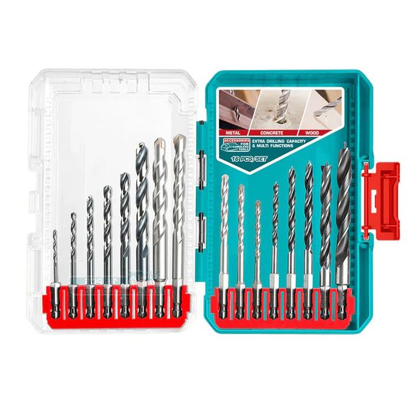 Bộ 16 Mũi Khoan Tường, Sắt, Gỗ Chuôi Lục Giác Total TACSDL11608