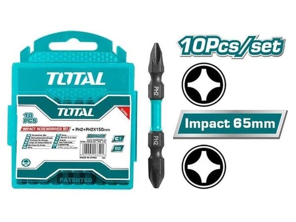 Bộ Mũi Bắt Vít 2 Đầu Có Từ PH2x65mm Total TACIM16PH233