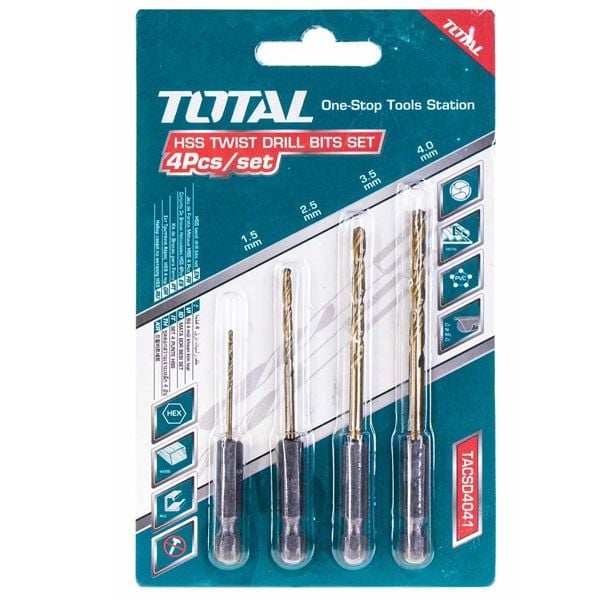 Bộ Mũi Khoan Kim Loại Đuôi Lục Giác 4 Chi Tiết Total TACSD4041