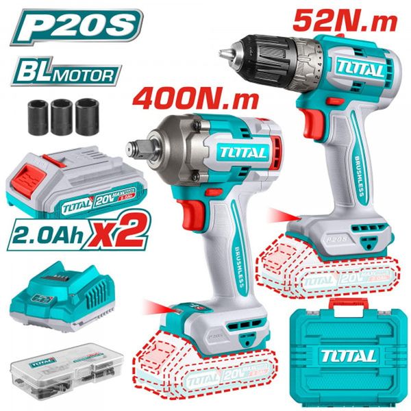 Combo Máy Khoan & Vặn Bu Lông Pin 20V Total TCKLI20271