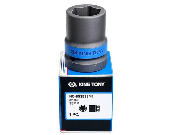 Đầu khẩu tuýp 1 inch Kingtony 883533M 33mm 6 cạnh màu đen dài 80mm chính hãng.
