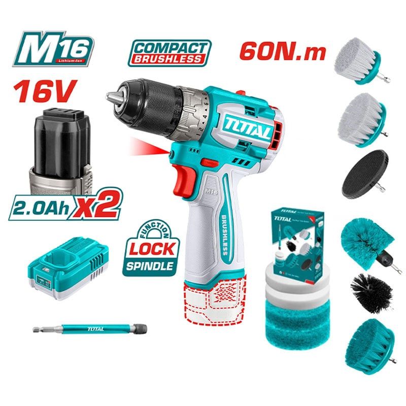 combo-may-khoan-pin-16v-brushless-total-tosli240786-kem-11-ban-chai-lam-sach-tacb110
