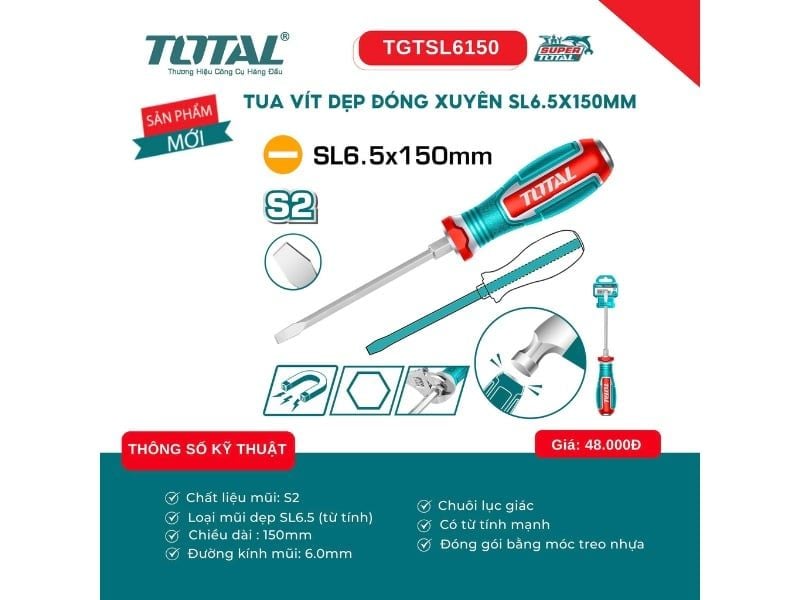 tua-vit-dep-dong-xuyen-sl6-5x150mm-total-tgtsl6150