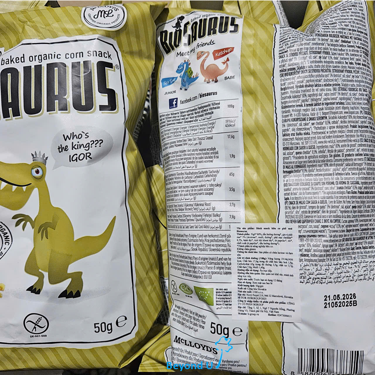  Bánh snack hữu cơ phô mai Biosaurus 50g 