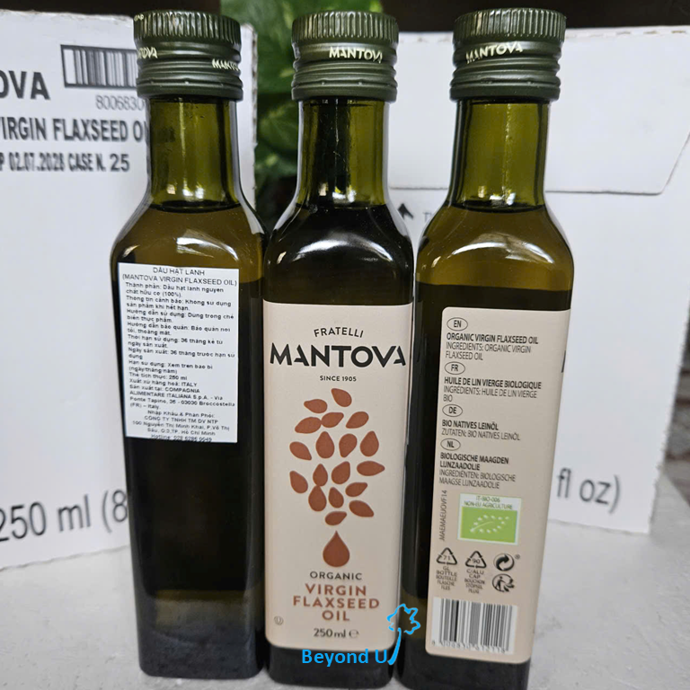  Dầu hạt lanh nguyên chất hữu cơ Mantova 250ml 