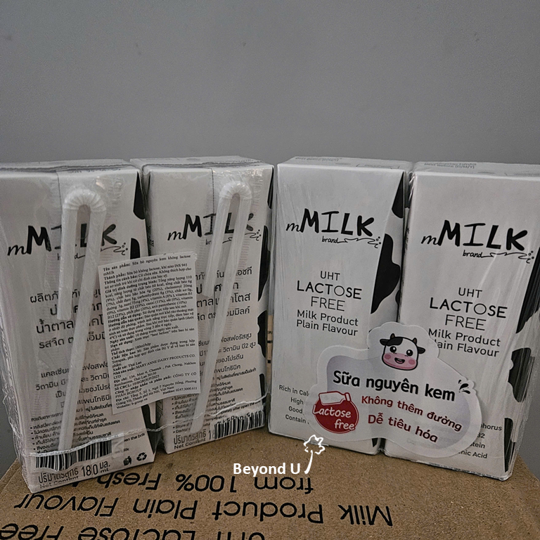  Sữa bò nguyên kem không lactose mMILK 180ML (lốc 2 hộp) 