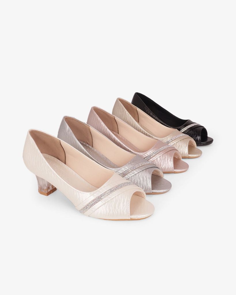 Giày Cao Gót Hạnh Dung Hở Mũi Xoàn Ngang HD041105AD