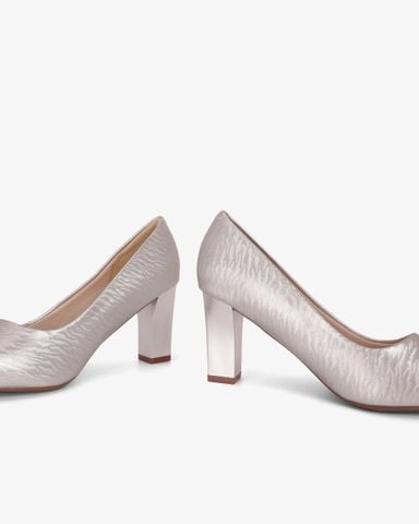 Giày Cao Gót Hạnh Dung Vân Lụa Mũi Vuông HD0668BA