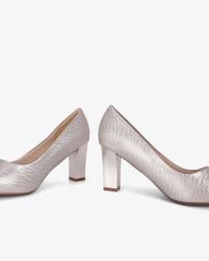 Giày Cao Gót Hạnh Dung Vân Lụa Mũi Vuông HD0668BA