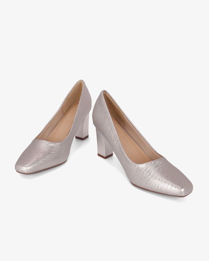 Giày Cao Gót Hạnh Dung Vân Lụa Mũi Vuông HD0668BA