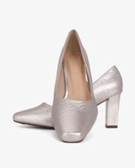 Giày Cao Gót Hạnh Dung Vân Lụa Mũi Vuông HD0668BA