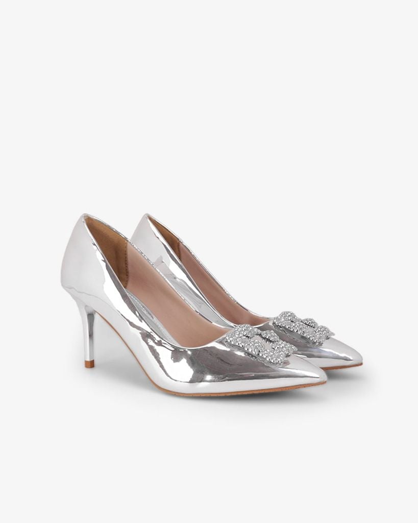 Giày Cao Gót Hạnh Dung Khóa Vuông Bông Tuyết HD0949AS