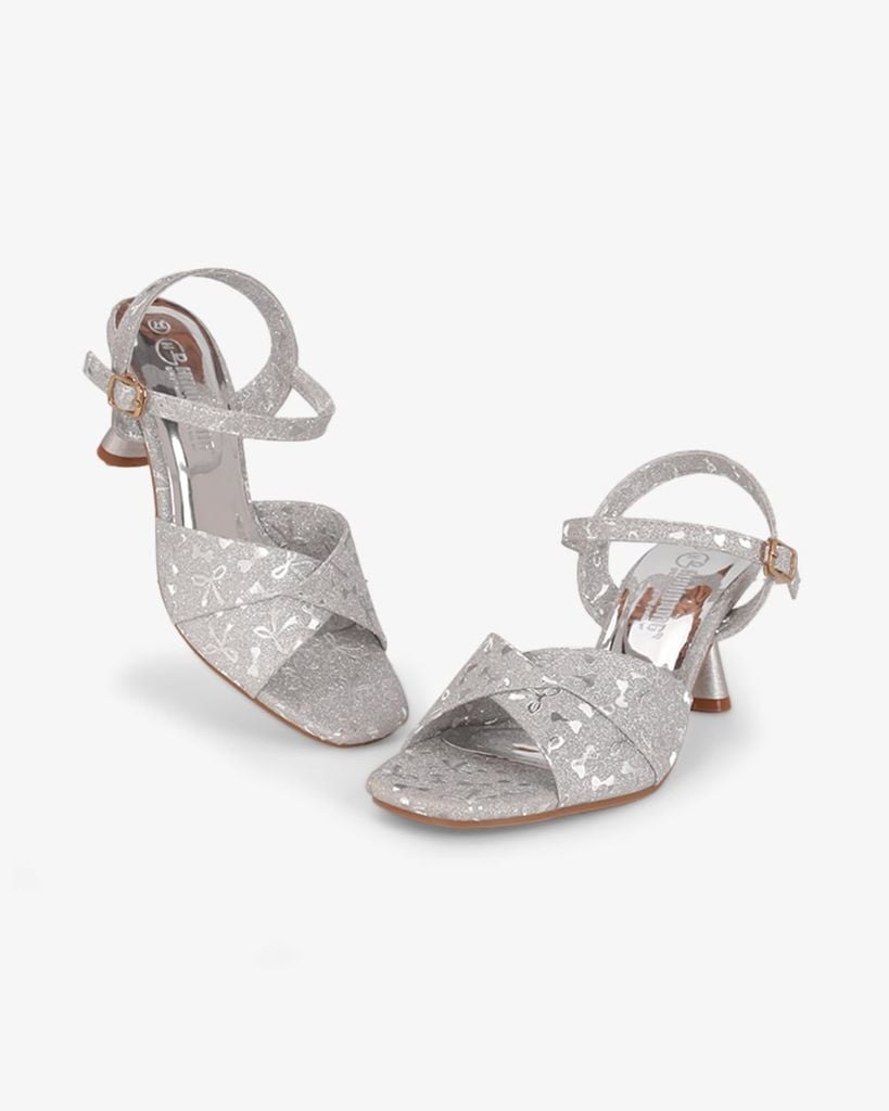 Sandal Hạnh Dung Cao Gót Quai Chéo Kim Tuyến Nơ HD29196AY