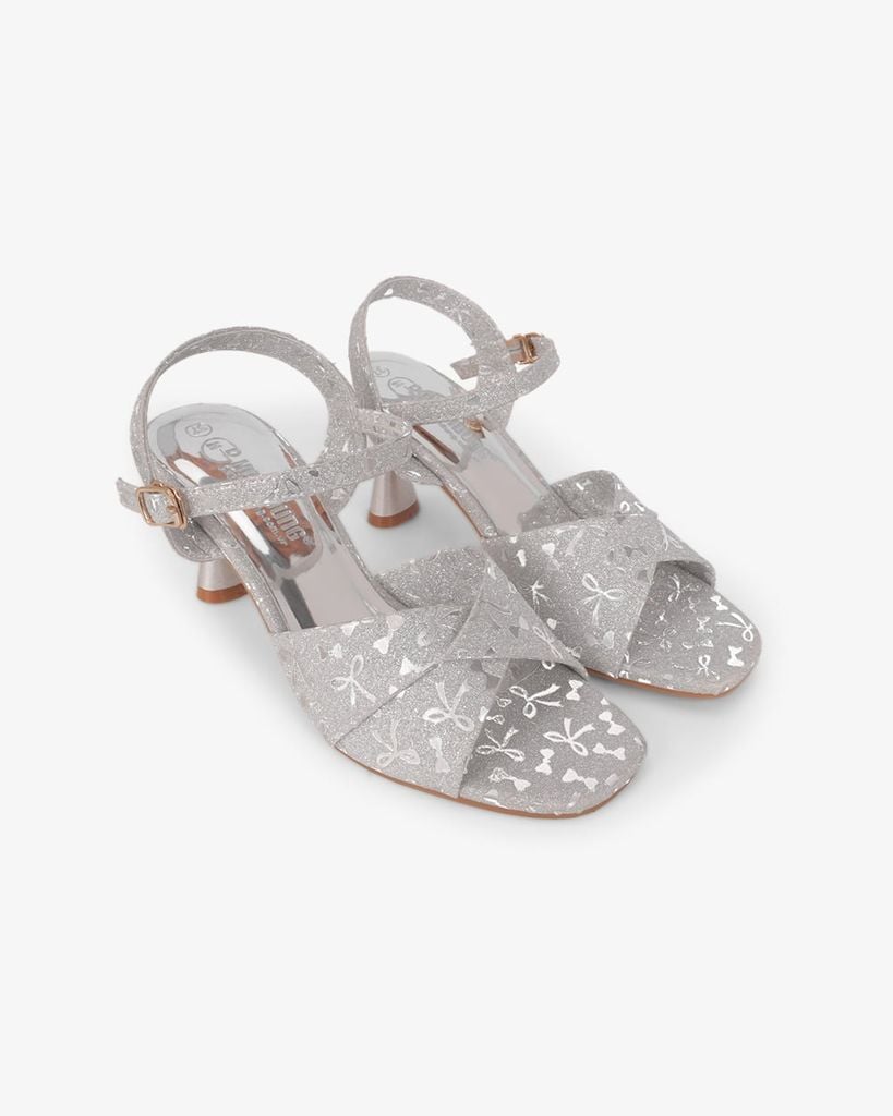 Sandal Hạnh Dung Cao Gót Quai Chéo Kim Tuyến Nơ HD29196AY