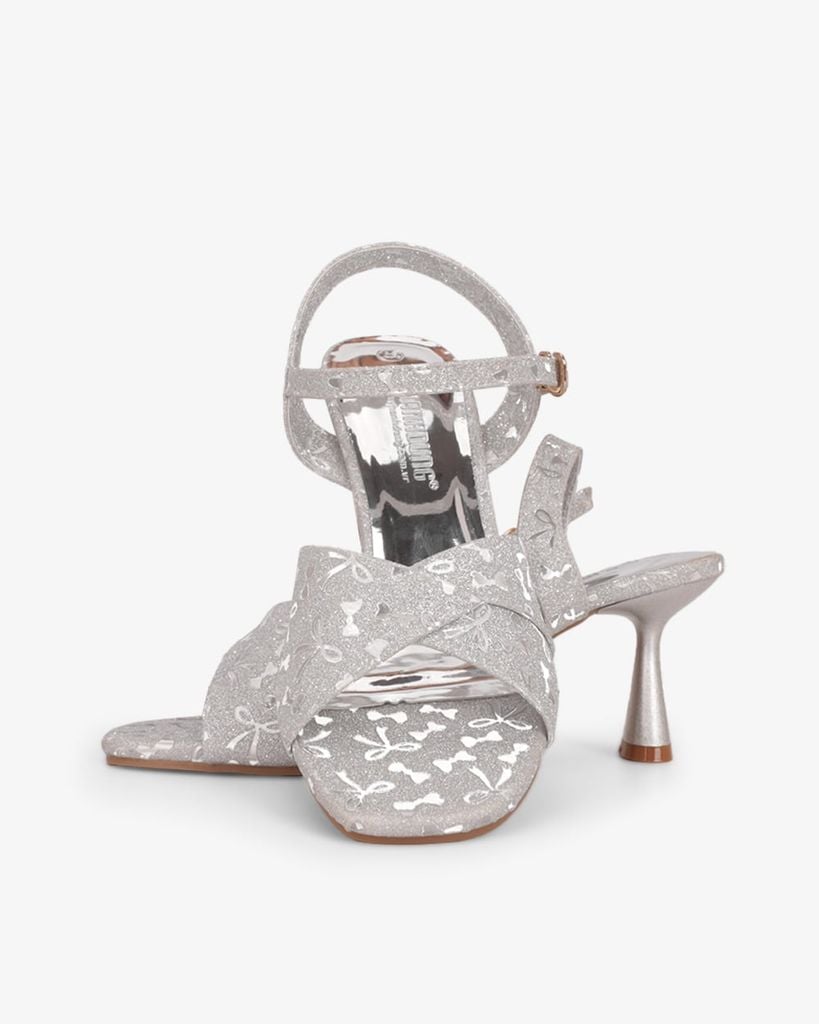 Sandal Hạnh Dung Cao Gót Quai Chéo Kim Tuyến Nơ HD29196AY