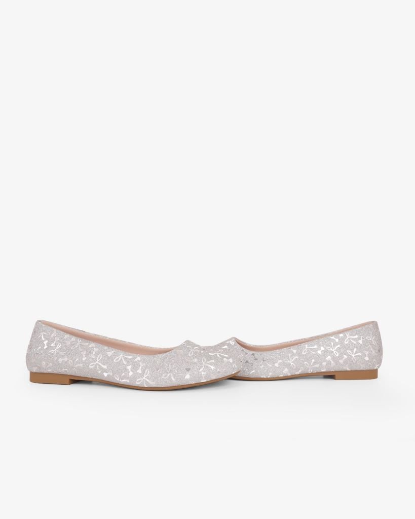 Giày Búp Bê Hạnh Dung Họa Tiết Nơ Giáng Sinh HD29202AY