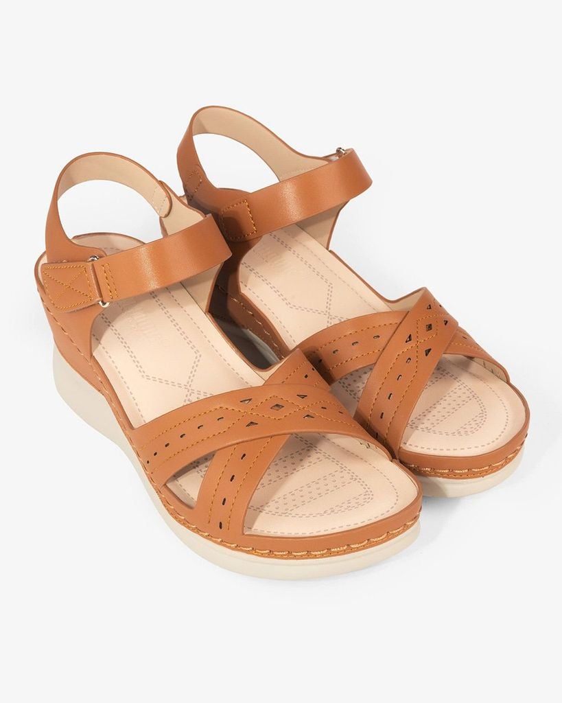 Sandal Đế Xuồng Hạnh Dung Quai Chéo Laser  HD0309AC