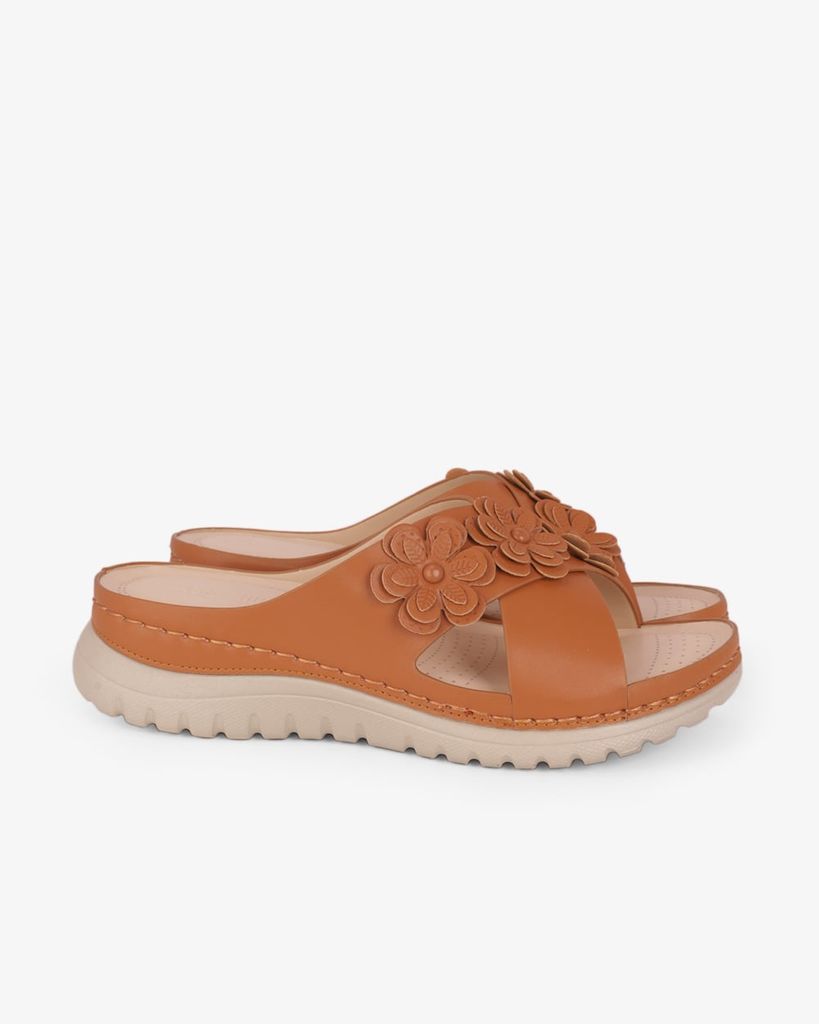 Dép Đế Xuồng Hạnh Dung Quai Đan Chéo Đính Hoa HD0327AC