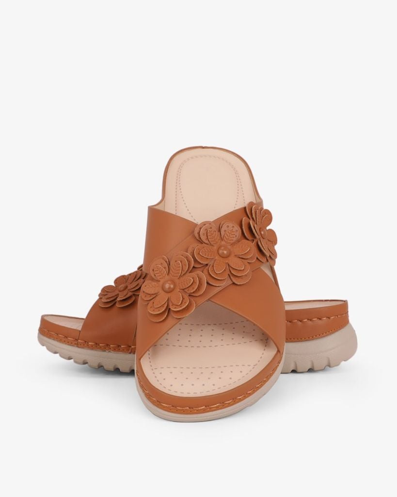 Dép Đế Xuồng Hạnh Dung Quai Đan Chéo Đính Hoa HD0327AC