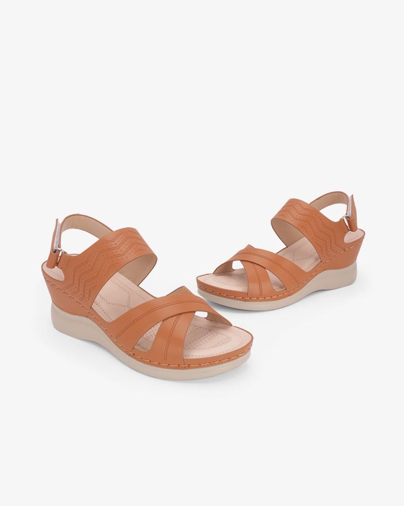 Sandal Đế Xuồng Hạnh Dung Quai Chéo Dập Vân HD0333AC