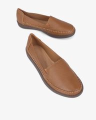 Giày Mọi Hạnh Dung Da Trơn May Chỉ Nổi HD041090AD