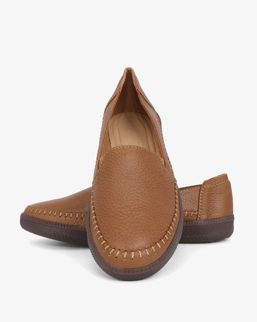 Giày Mọi Hạnh Dung Da Trơn May Chỉ Nổi HD041090AD