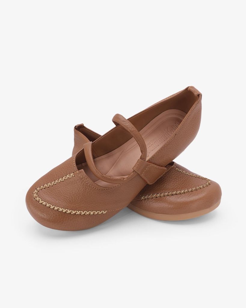 Giày Búp Bê Hạnh Dung Quai Da Vân HD041134AD