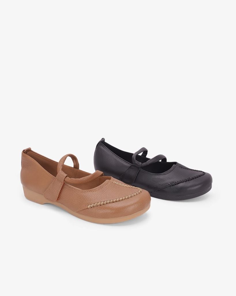 Giày Búp Bê Hạnh Dung Quai Da Vân HD041134AD