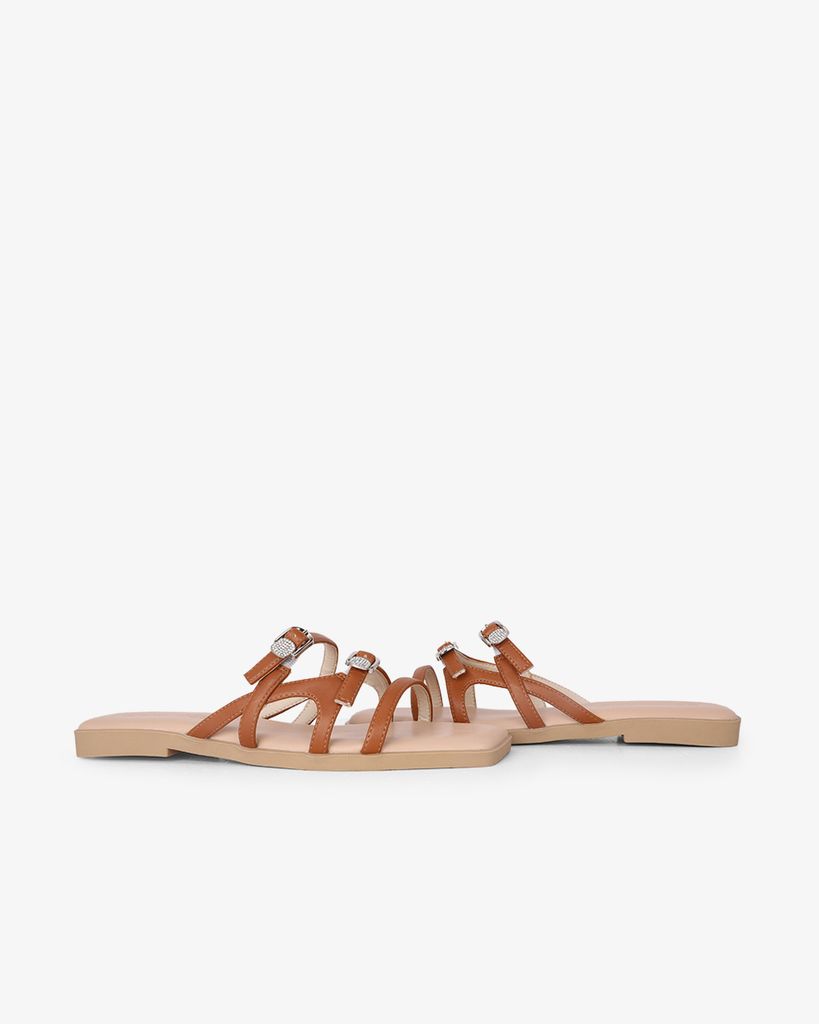 Dép Xẹp Hạnh Dung Ba Quai Mảnh Khóa Xoàn HD27330BI