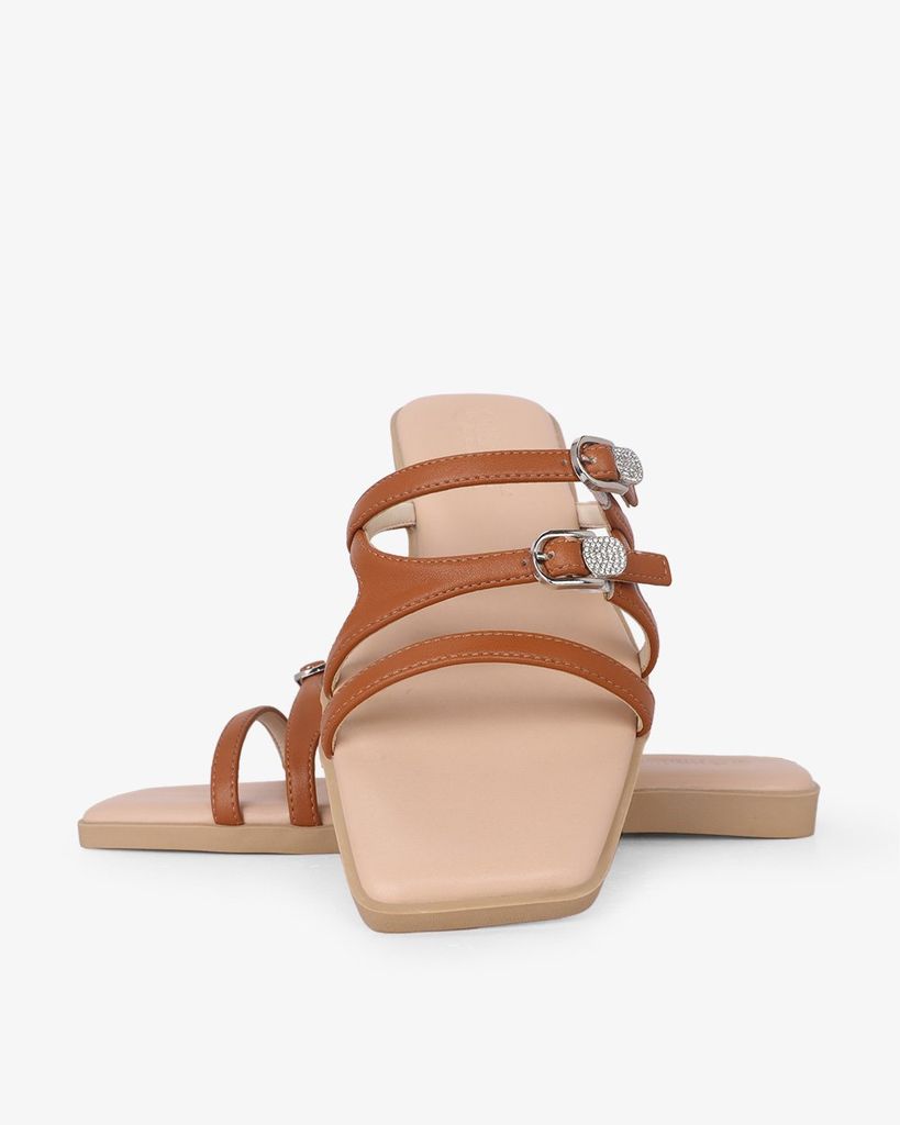 Dép Xẹp Hạnh Dung Ba Quai Mảnh Khóa Xoàn HD27330BI