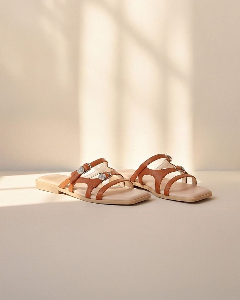 Dép Xẹp Hạnh Dung Ba Quai Mảnh Khóa Xoàn HD27330BI