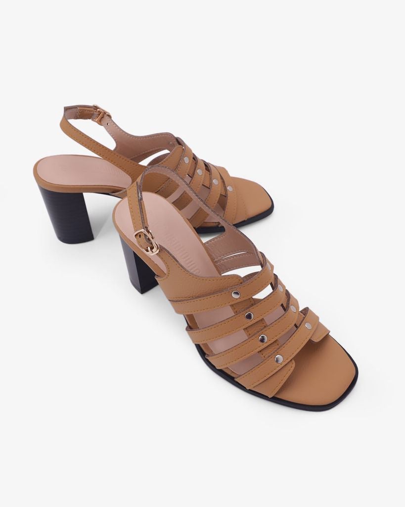 Sandal Cao Gót Hạnh Dung Quai Tán Đinh Tầng HD29206AY