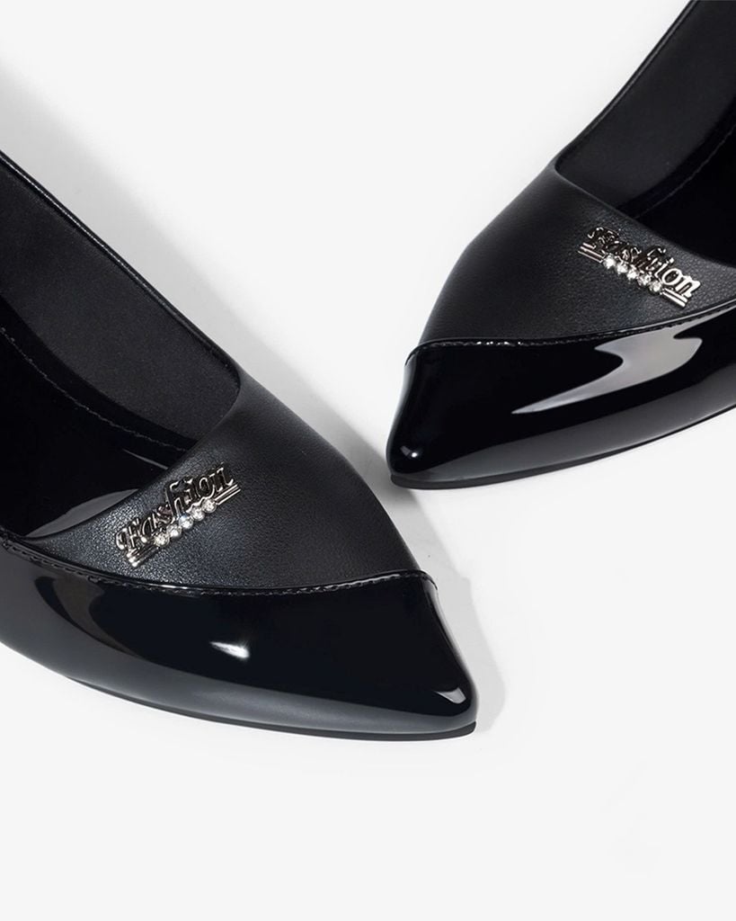 Giày Cao Gót Hạnh Dung Khóa Chữ Gót Vàng HD04983AD