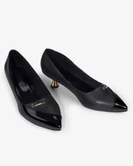 Giày Cao Gót Hạnh Dung Khóa Chữ Gót Vàng HD04983AD