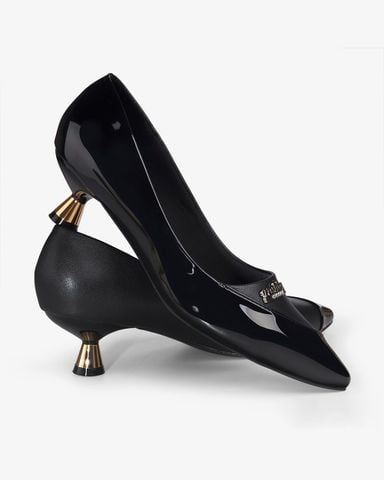 Giày Cao Gót Hạnh Dung Khóa Chữ Gót Vàng HD04983AD