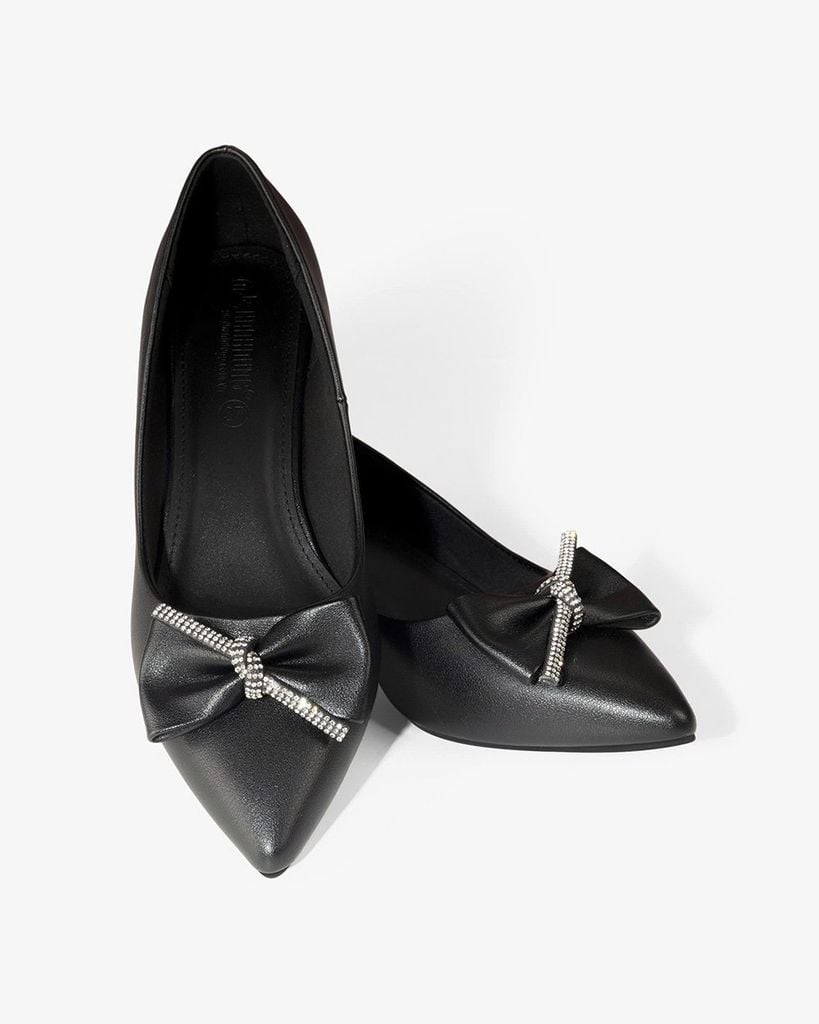 Giày Cao Gót Hạnh Dung Mũi Nhọn Nơ Dây Xoàn HD041012AD