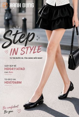 Giày Búp Bê Hạnh Dung Phối Chấm Bi HD041147AD