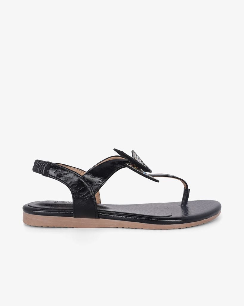 Sandal Xẹp Hạnh Dung Kẹp Nơ Đính Đá HD02245AB