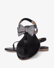 Sandal Xẹp Hạnh Dung Kẹp Nơ Đính Đá HD02245AB