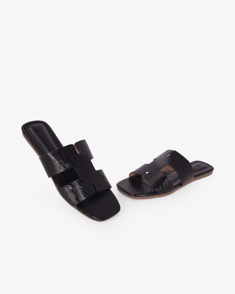 Dép Xẹp Hạnh Dung Quai Chữ H Vân Lụa HD02248AB